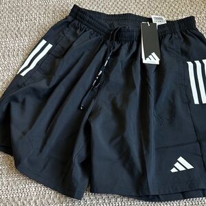 adidas Men's Black Athletic Shorts with White 3-Stripes